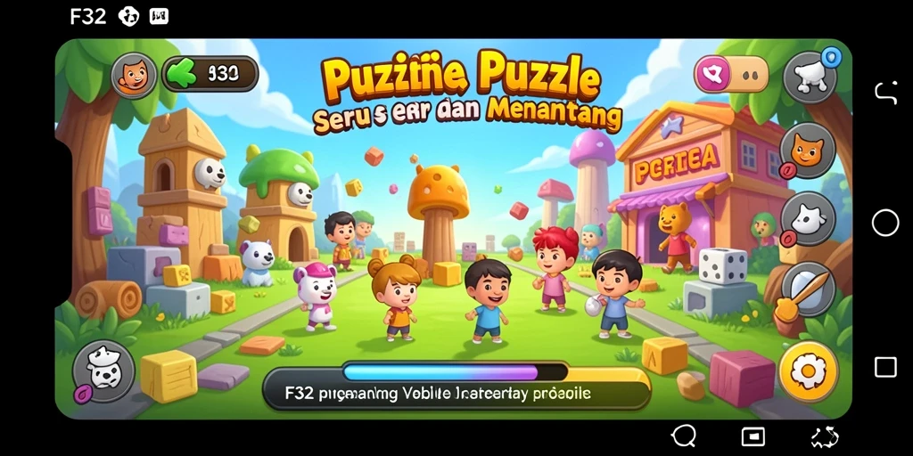 Tampilan gameplay F32 yang penuh warna dan menarik.