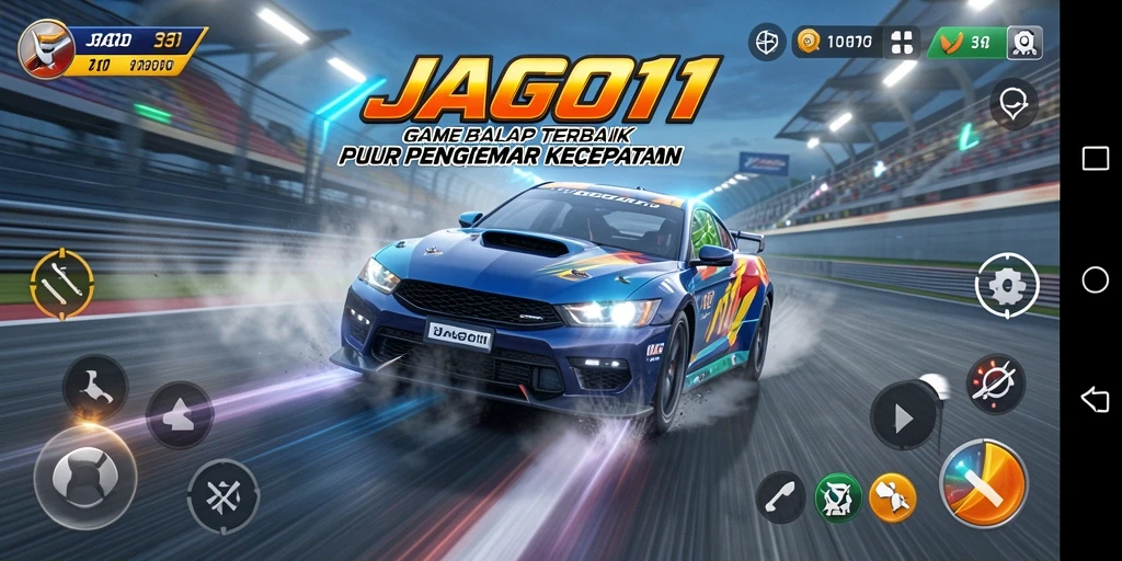 Gambaran gameplay seru dari JAGO11 dengan trek balap yang menantang.