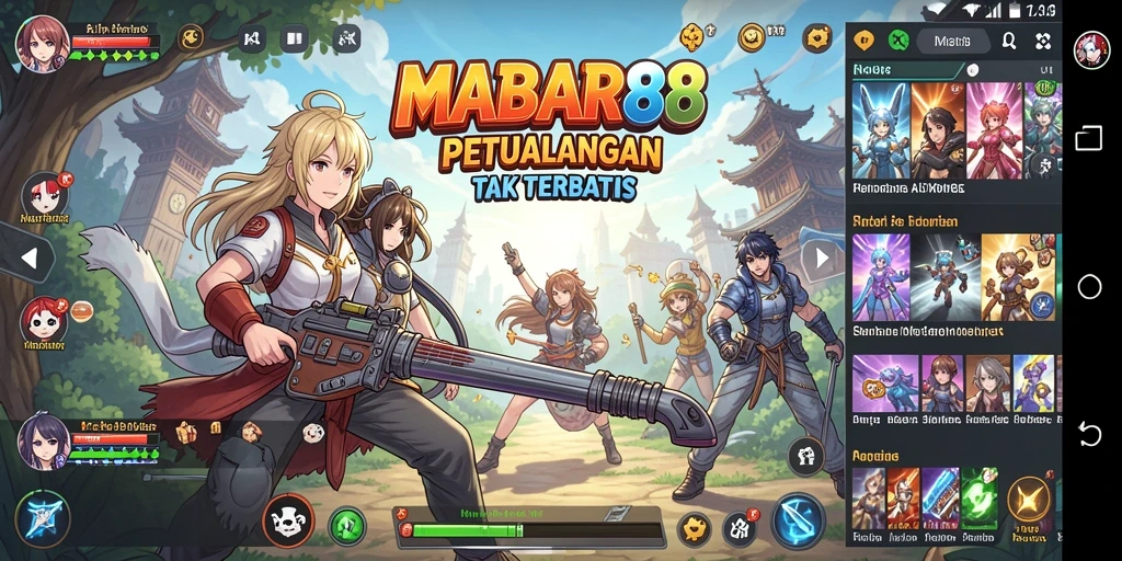 Tampilan gameplay seru dengan karakter anime yang terkenal.