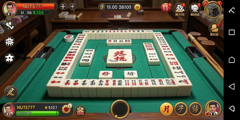 Gameplay menarik dari NUTS777 dengan ubin Mahjong yang berwarna-warni.