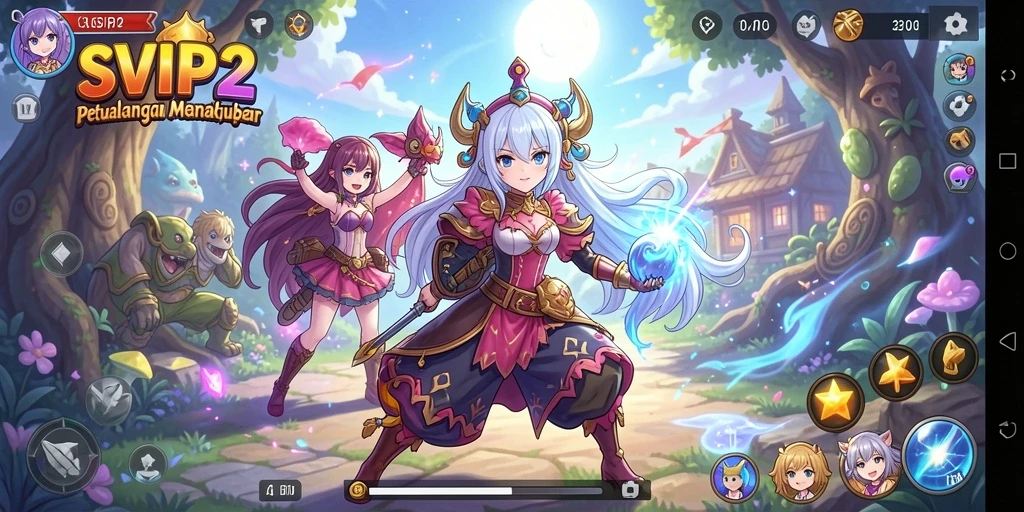 Tampilan gameplay SVIP2 dengan karakter anime yang mendebarkan.