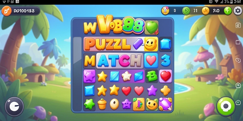 Tampilan gameplay WP888 yang memukau dalam permainan Match-3.
